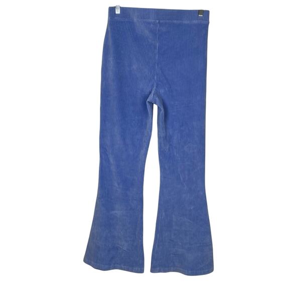 Aerie Sz L Light Blue Groove-on Velour High Waisted Flared Pants Loungewear - Picture 5 of 16